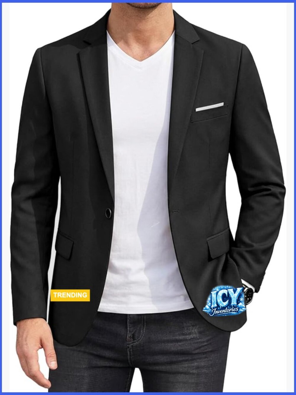 One Button Slim Fit Blazer, Lightweight Polyester Sport Coat
